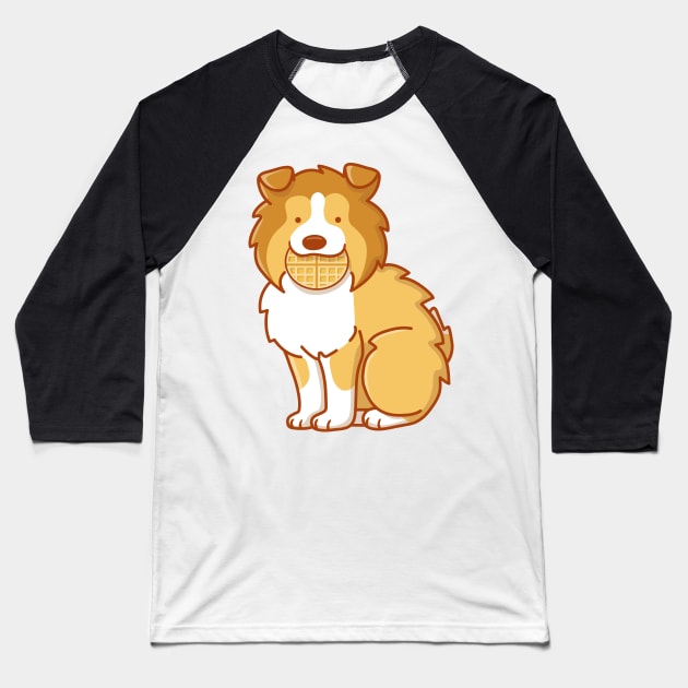 Sheltie and Waffle Baseball T-Shirt by Wlaurence